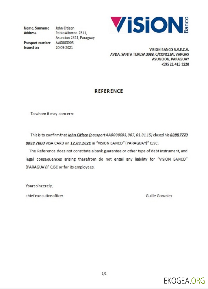 Référence Paraguay , Vision , closure